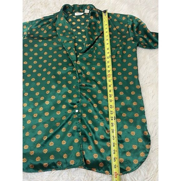Victoria Secret Vintage Y2K Gold Label Womens Sleep Shirt Green Satin Pjs Medium - Picture 4 of 11